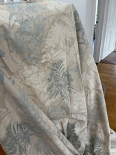 Laura Ashley Curtains 100% Cotton Floral Cream & Blue Pencil Pleat