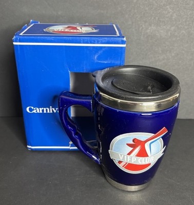 Carnival VIFP Club Insulated Coffee Tea Mug Blue Ceramic Diamond Platinum Gift