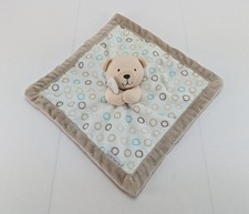 Carter's Teddy Bear Plush Lovey Security Blanket Unisex Baby Toy Blue Circles
