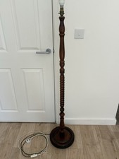 Vintage Wooden Barley Twist Standard Floor Lamp Turned Wood 140cm