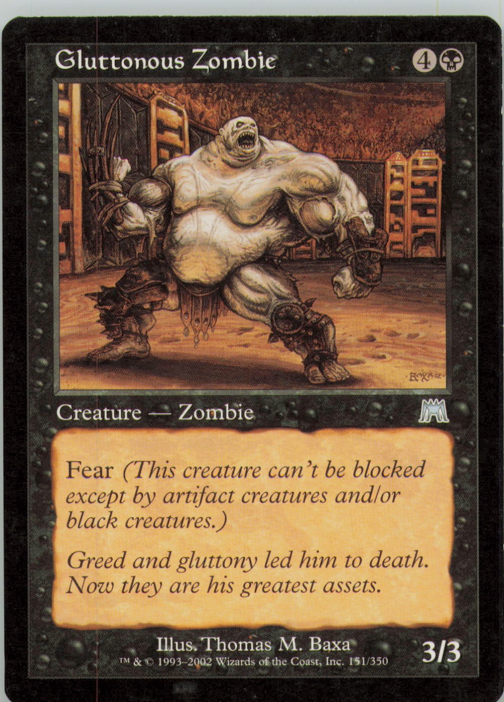 GLUTTONOUS ZOMBIE 151 UC ONSLAUGHT MAGIC: THE GATHERING NM