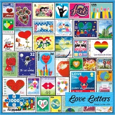 Re-Marks Love Letters Stamps Collage Puzzle, 1000 Piece Puzzle for All Ages