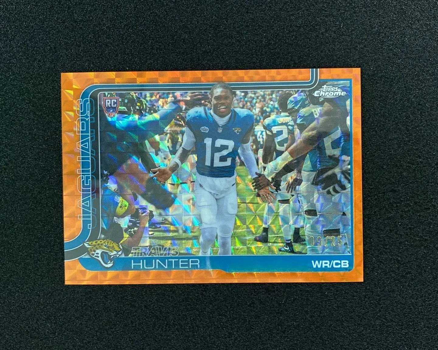 2025 Topps Chrome Orange Geometric Travis Hunter RC Rookie 9/25 Variation PI08