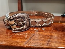 Reward By Bill Adler Leather Western Bling Belt Unisex Concho
