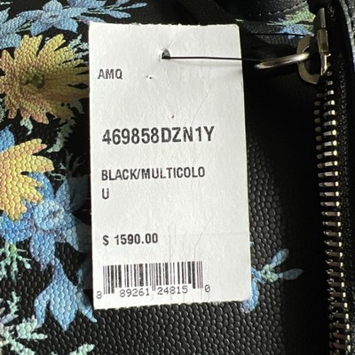 Alexander McQueen Black Floral Print Tote Bag +Pouch With Tag | eBay