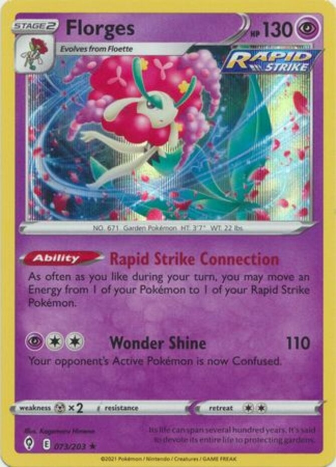 Florges - 073/203 - Holo Rare (Lp) Evolving Skies - Psychic Pokémon