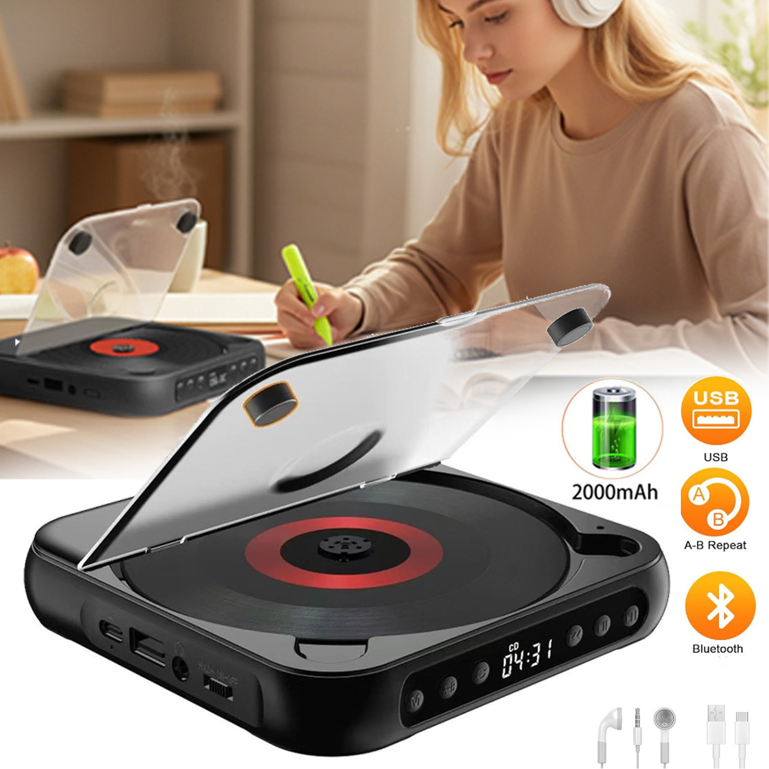 Portable Bluetooth Speaker Rechargeable Stereo Player For Home Us