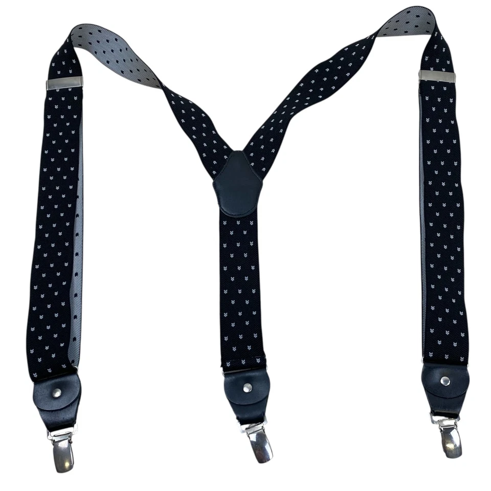 BRETELLES En Cuir Noir À Pois De St Michael Vintage Pour Hommes - Photo 1/4