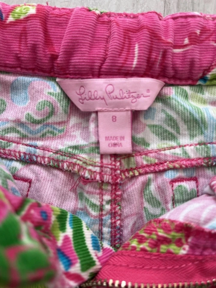 Pantalones Lilly Pulitzer Niñas Talla 8 - Estampado Safari Multicolor Brillante - Ajustable Foto 3 de 4