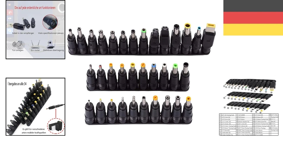 Netzteil Adapter 34-teilig 5.5x2.1mm Universal DC Stecker Notebook Laptop TV - Bild 2 von 4