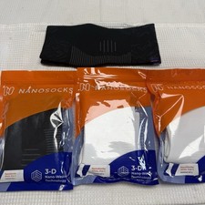 Lot 4 Nano Socks 3D Nano-Weave Compression Socks 2 Black 2 White Size 2 New