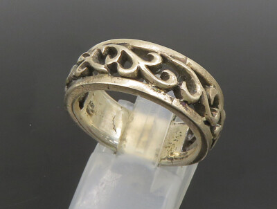925 Sterling Silver Vintage Vine Swirl Cutout Band Ring Sz 9