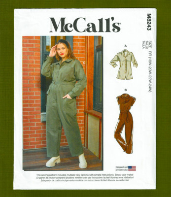Rosie Riveter Overalls Jumpsuit Sewing Pattern (Sizes 18W-24W) McCalls 8243