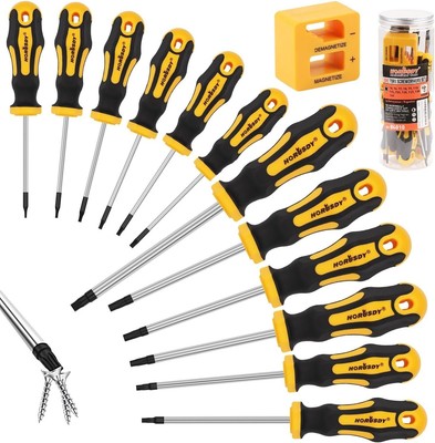 HORUSDY 13-Piece Magnetic Torx Screwdrivers Set | T5 - T40 - T40, Yellow 