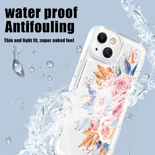 Case For iPhone 15 14 Pro Max 13 12 11 XS Shockproof Flower Clear Silicone Cover - Picture 7 of 17