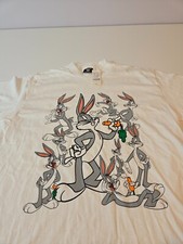 VTG Looney Tunes Warner Bros Men's Large White Bugs Bunny NWT Made in USA 90s