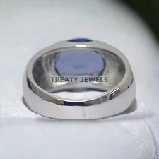 Blue Sapphire Oval Cut Gemstone With 925 Sterling Silver Ring For Men's #354