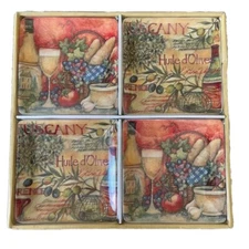 4 Party Plates Trays Lang Tuscany Wall Art Artwork Susan Winget Wine Olives 2006