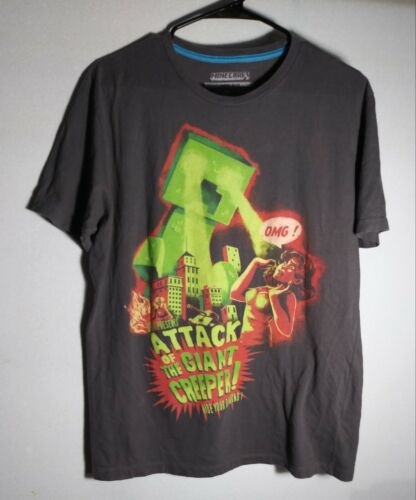 Minecraft T-Shirt ATTACK OF THE GIANT CREEPER Large Boys Nasty Z Pre-Owned - Afbeelding 1 van 3