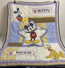 Disney Baby Mickey Mouse Pluto Puff Blanket Crib Quilt Cover Floppy Ears Vintage