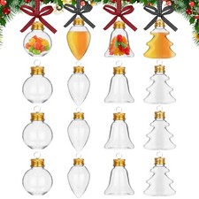 16Pcs Clear Fillable Christmas Ornaments, Fillable Booze Balls for Christmas ...