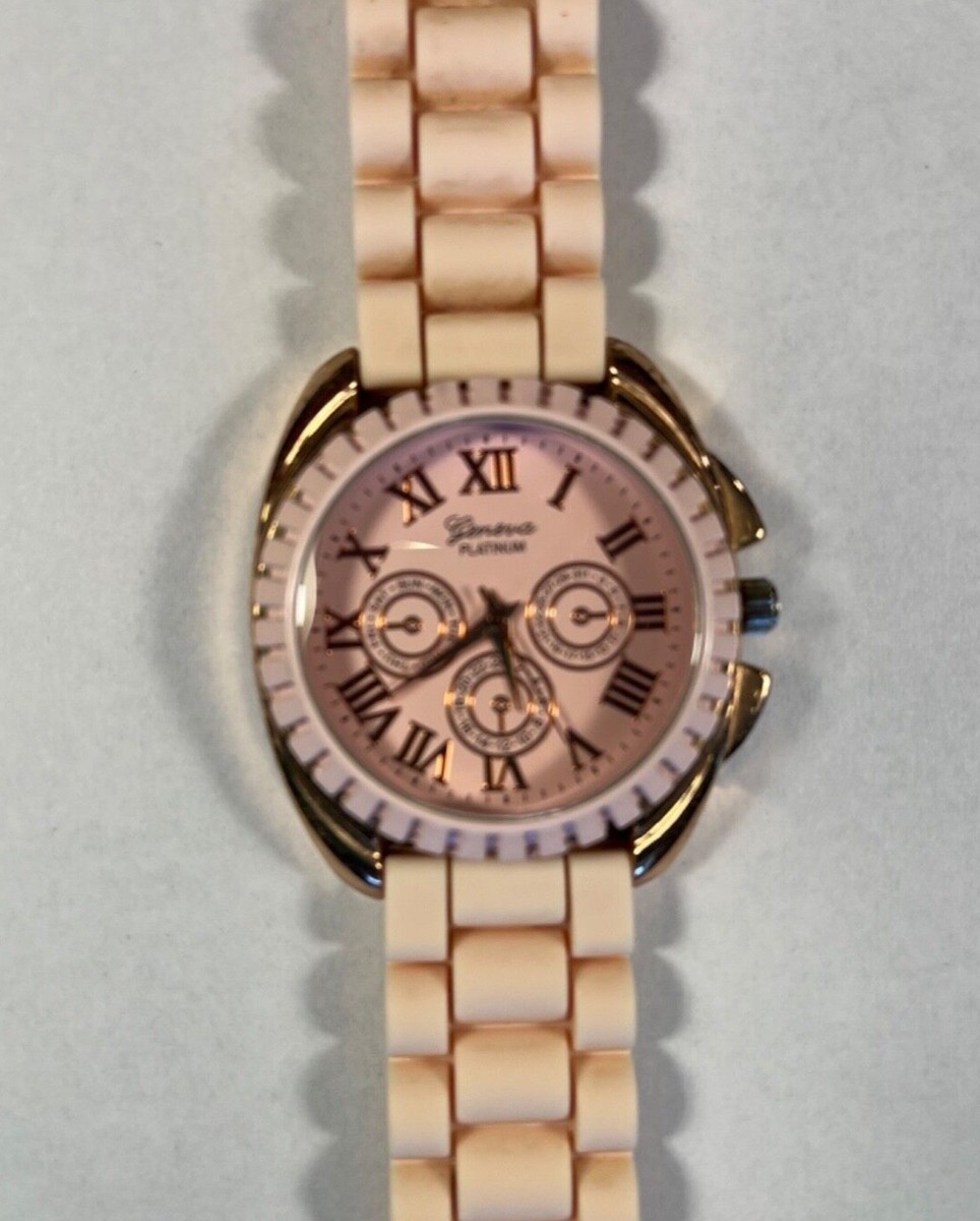 Geneva Platinum Womens Watch Peachy Pink Rose Gold Silicone  display picture 1