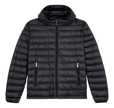 Paul Shark Men's Ultralight Down Jacket With Hood C0P2008 Black Color