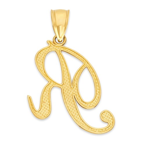 10k Real Solid Gold Initial Pendant, Personalized Cursive Letter Charm Jewelry - Picture 50 of 66