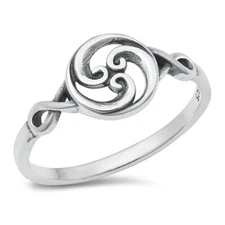 Spiral Ring Genuine Sterling Silver 925 Oxidized Band Face Height 8mm Sizes 4-10