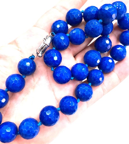 Brazil 10-14mm Faceted Dark Blue Sapphire Gemstone Beads Necklace 18'' AAA - 第 5/5 張圖片