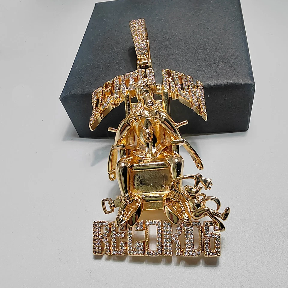 Collar Colgante Hip Hop Corredor de la Muerte 5A Circón Cúbico Chapado en Oro Real 18K Joyería Foto 4 de 4