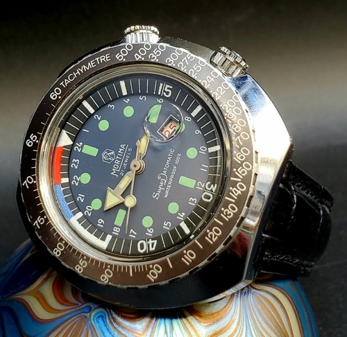 VINTAGE MORTIMA SUPER datomatic Diver Watch 21 gioielli 45mm Orologio-solo  serviti | eBay