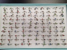 Tray Of 100 Rings - Multi Stone Multi Shape Silver coloured w/charm - wholesale