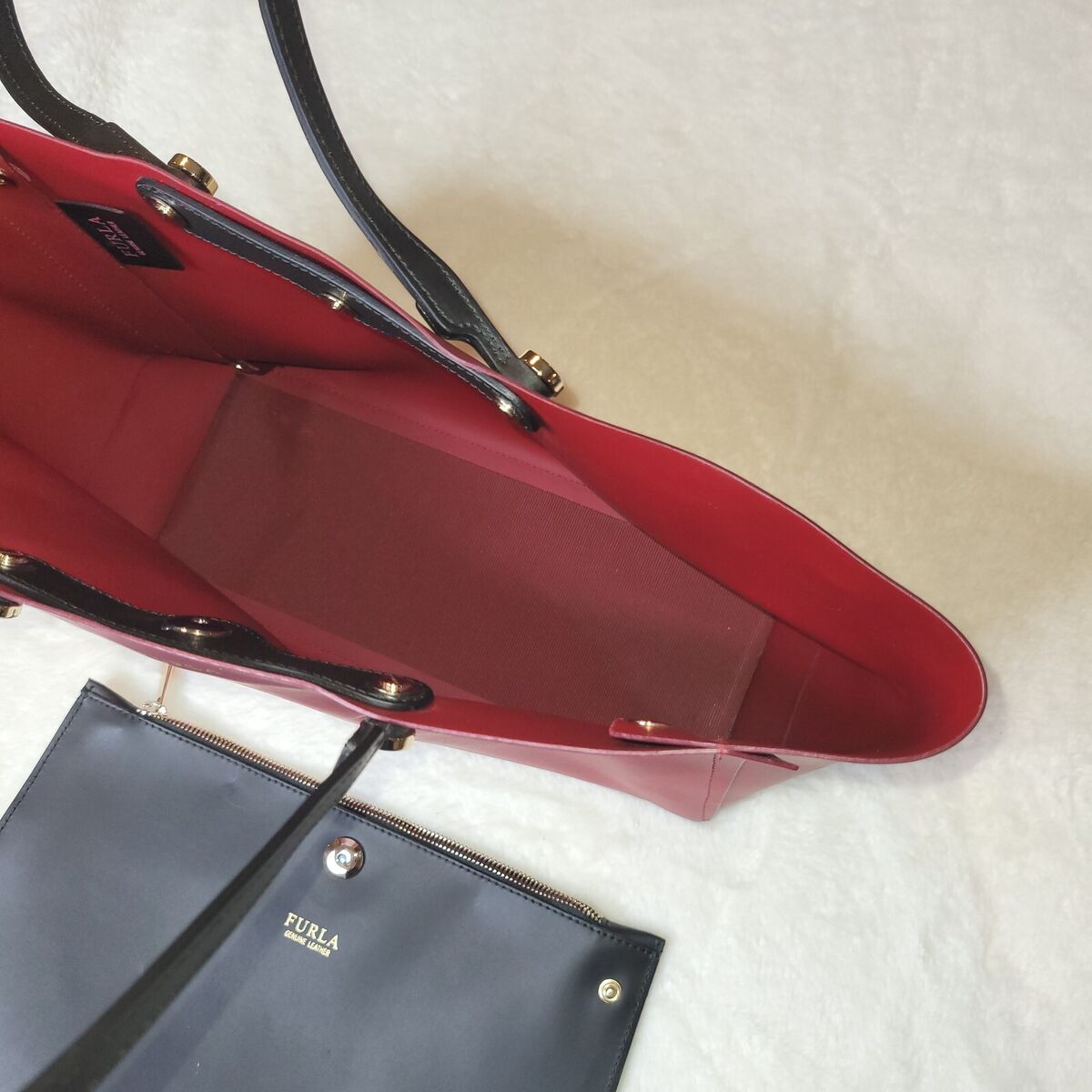 FURLA SHOULDER SHOPPER TRAVEL WORK TOTE BAG RED PEBBLE FURLA SHOULDER SHOPPER TRAVEL WORK TOTE BAG RED PEBBLE