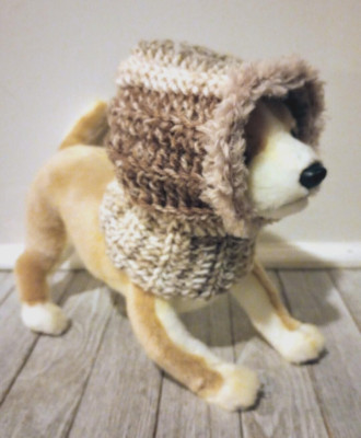 handmade crochet dog pet hood hat cat snood xs small  breed rattan brown