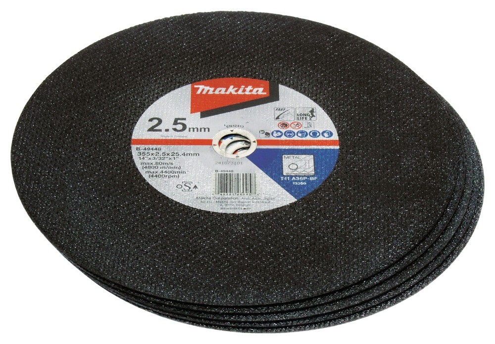 Confezione 5 Dischi Makita B-49448-5 Taglio Ferro 355x2,5mm Foro 1"