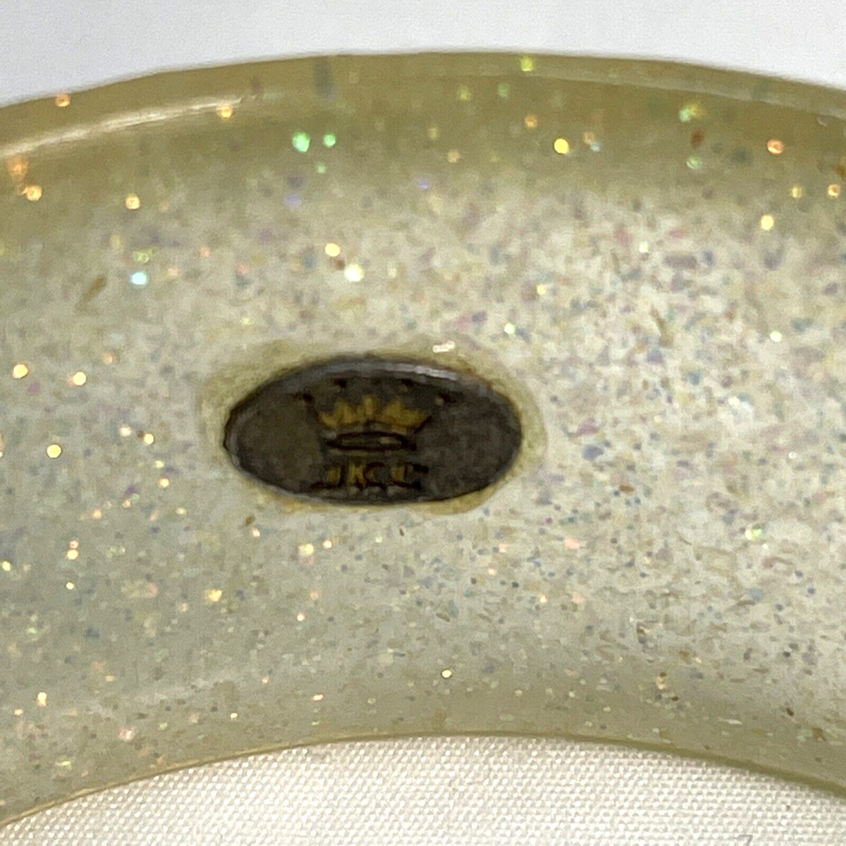 Vintage JKC Lucite Bangle Glitter Bracelet View 5