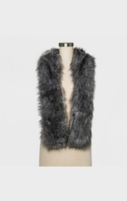 Women's Faux Fur Stole A New Day Elegant Gray Winter Fall Scarf Wrap One Size