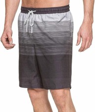 Kirkland Signature Mens Drwastring Swim Shorts Black Ombre Microstripe SIze XL