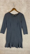 Ann Taylor Dress Womens 2 Charcoal Long Sleeve Ruffle Hem Stretch Knit Sheath