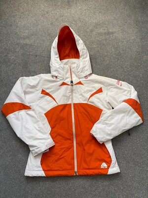 Nike ACG Damen weiß orange wasserdicht Kapuze Regen Mantel Jacke XL 16/18