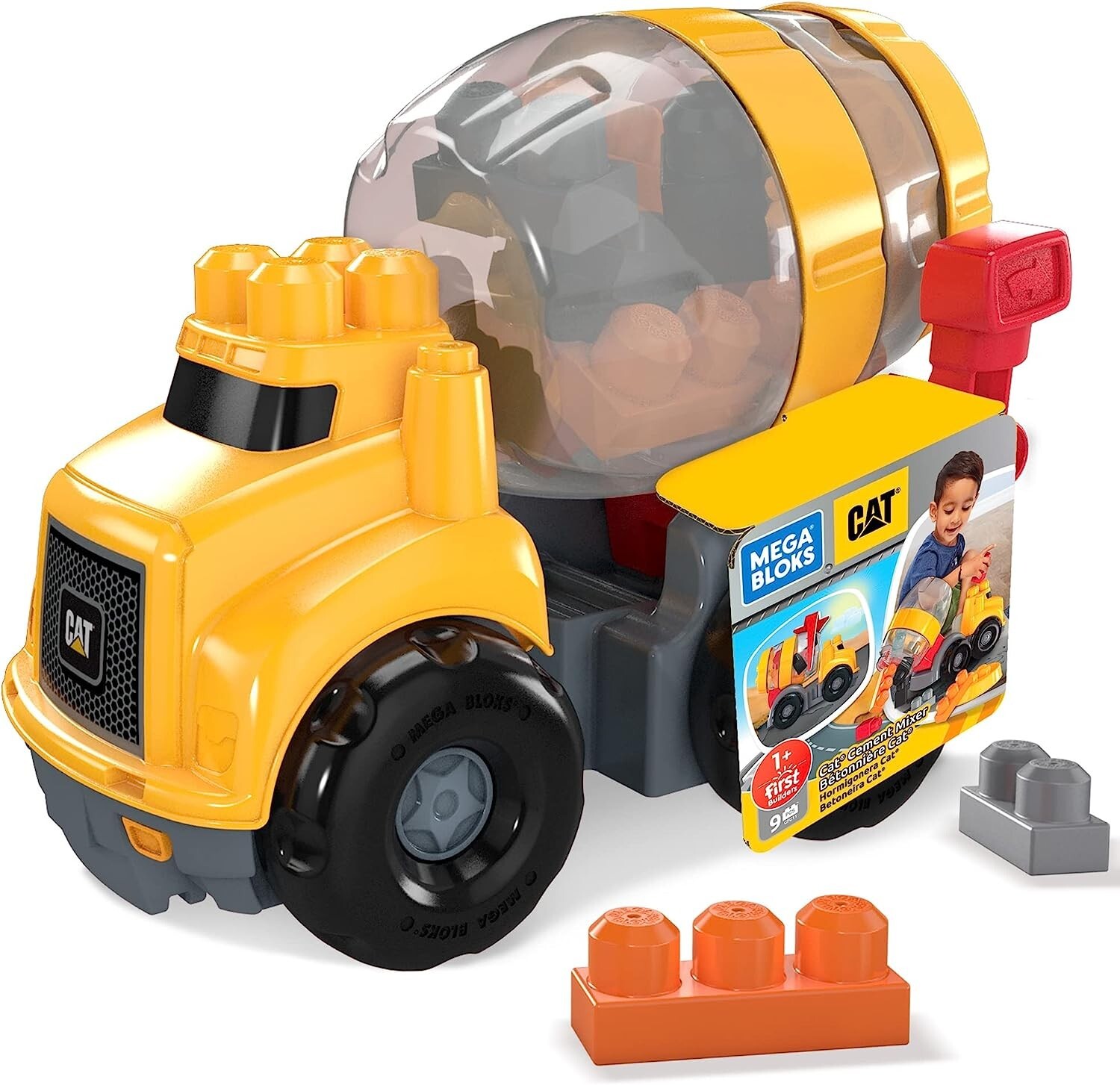 Bétonneuse toupie CAT Mega Bloks pour jouer aux petits ouvriers dans le salon ou la chambre