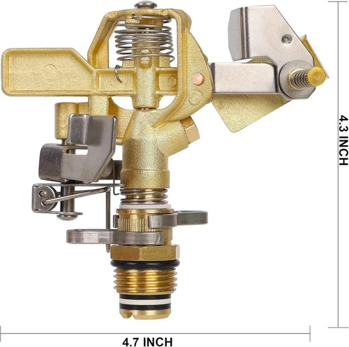 1/2 Inch Brass Impact Sprinkler 2 Pack, Heavy Duty Lawn Sprinkler Head with Nozz - Picture 6 of 13