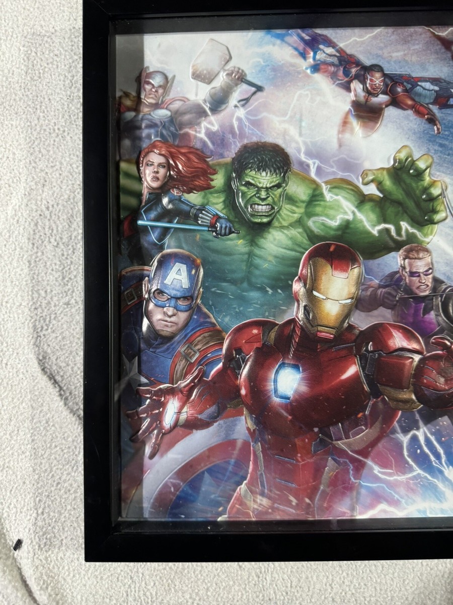 Marvel 映画ポスター 額縁 セット MARVEL COMICS HULK IRONMAN GLASS 3D SHADOW BOX PICTURE FRAME