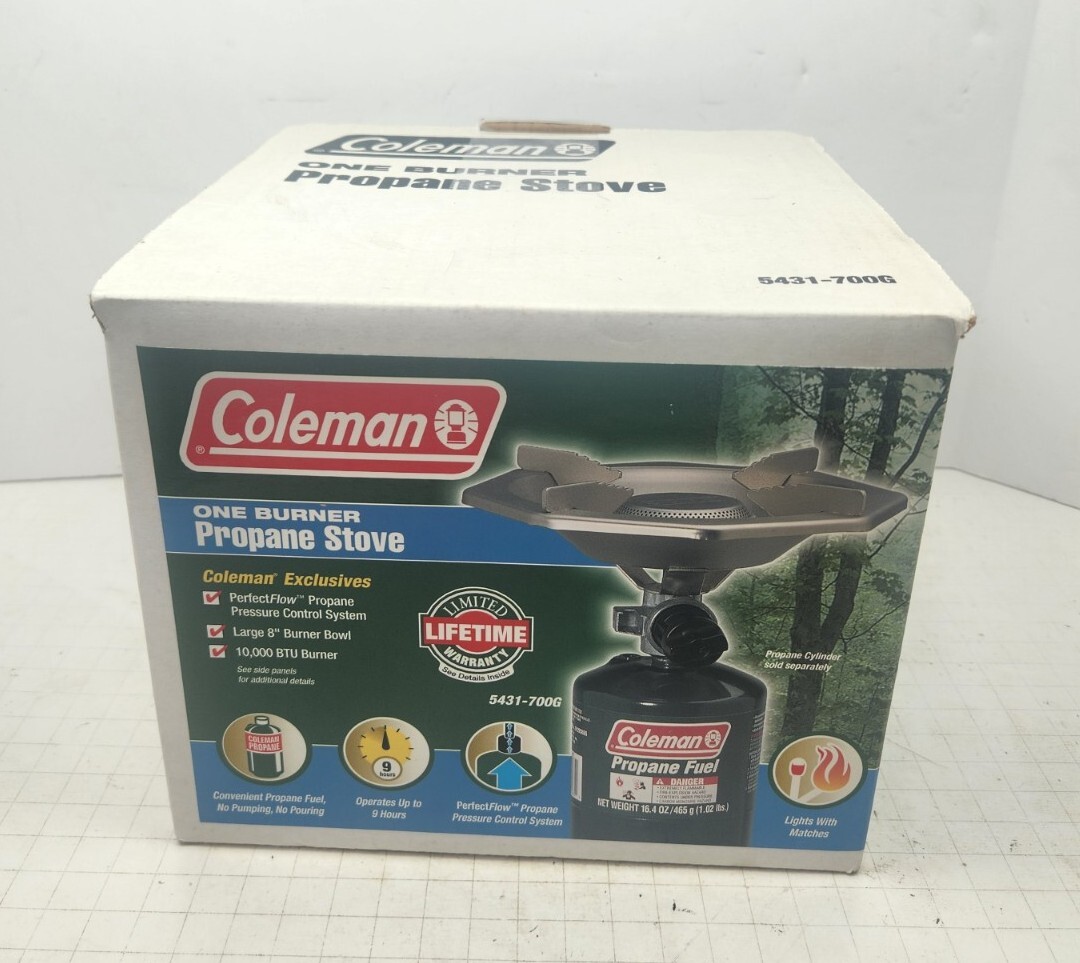 Vintage Coleman Portable One Burner Propane 5431-700G Camping