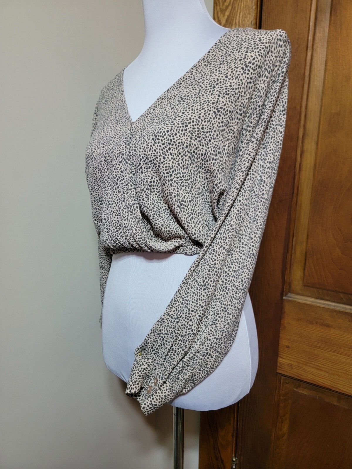 American Eagle Leopard Print Wrap Front  Crop Top… - image 1