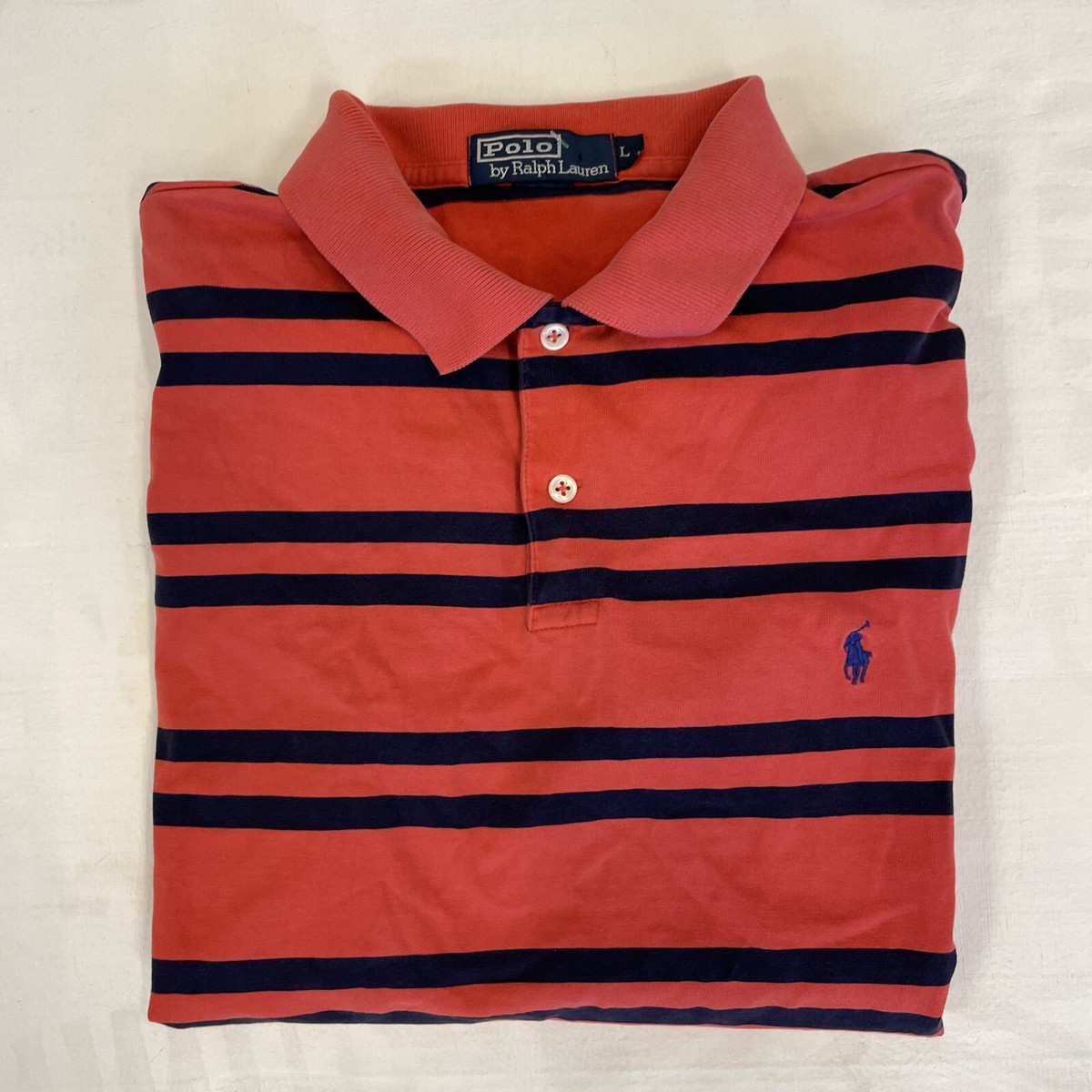 Vtg 90s Polo Ralph Lauren Shirt Mens L Red Blue Striped
