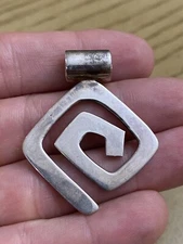 Silpada Signed Sterling Silver Maze Swirl Enhancer Slide Pendant 925 Modernist