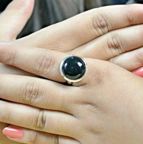 Anelli di lusso nero in argento sterling pietra principale onice