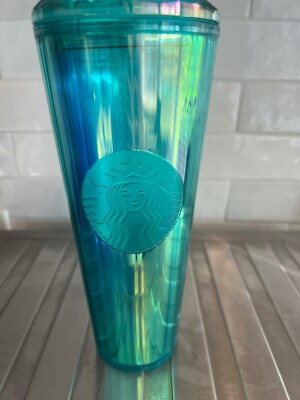 starbucks  tumbler blue aqua clear 